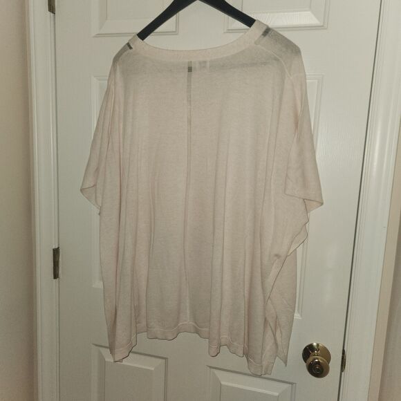 a new day Pastel Light Pink V-Neck Knit Poncho Pullover Sweater Cape OSFM - Picture 5 of 6